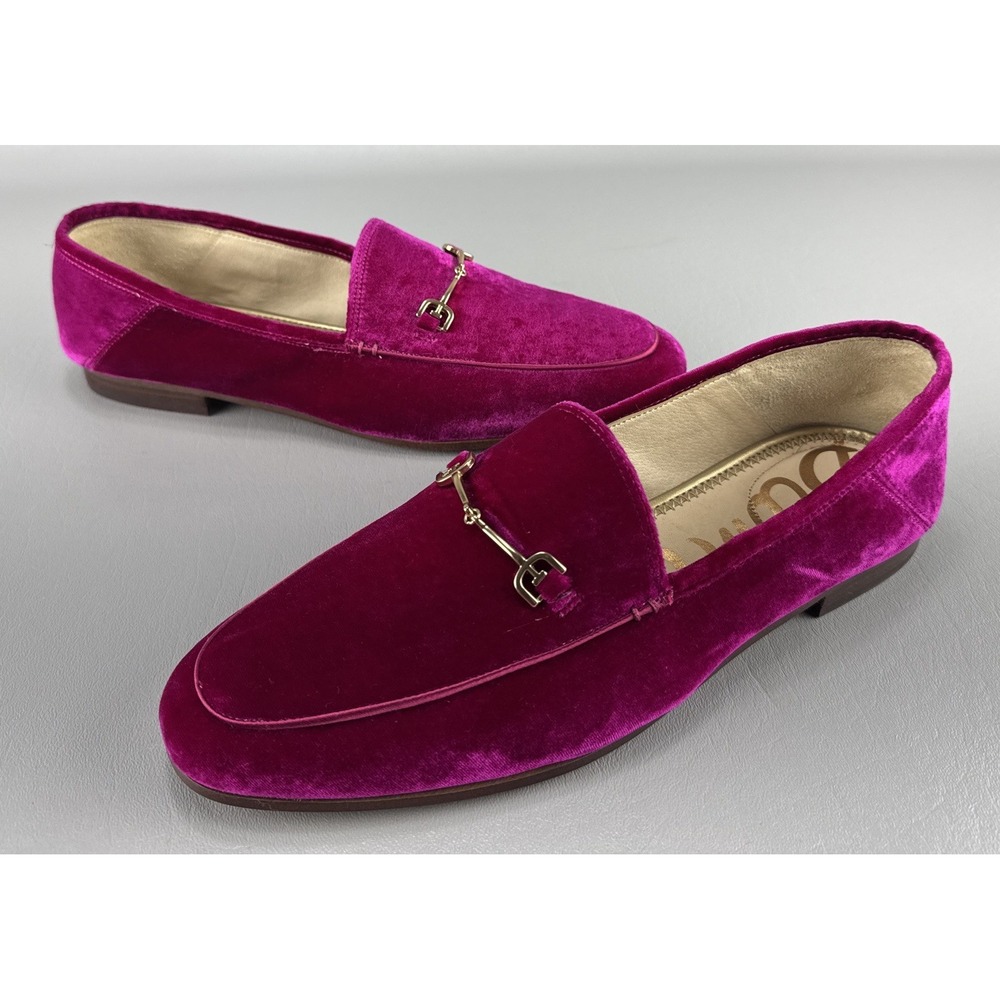 Sam Edelman Velvet Horsebit Loafers in Fuchsia